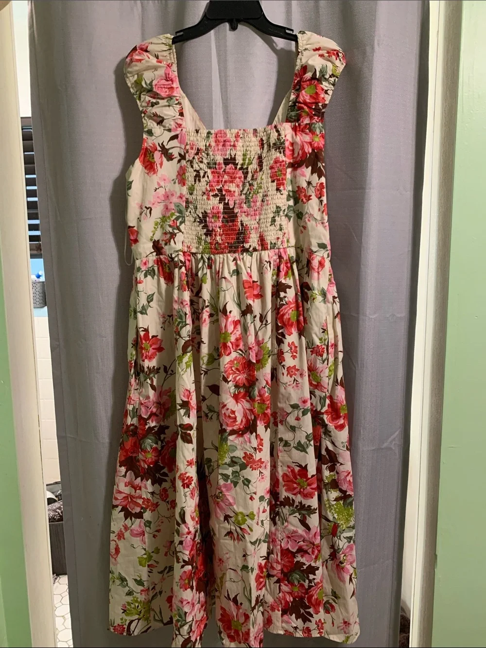 Abercrombie & Fitch Cream Dress with Pink & Green Floral Accents